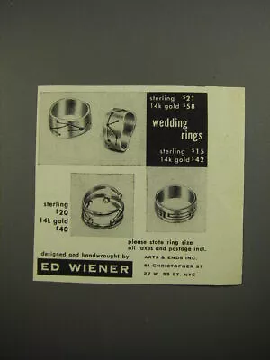 1954 Ed Wiener Wedding Rings Advertisement • $19.99