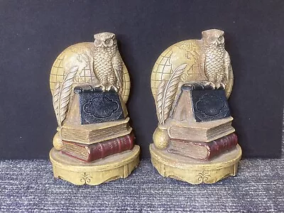 VINTAGE SYROCO WOOD HOOT OWL On Books BOOKENDS(2) SYRACUSE NY.   1 Lb-7oz Each • $16.95