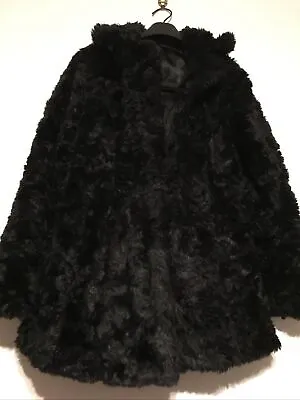 £14.99 • Buy Size 12 Faux Fur Coat Black New Look Hidden Hook And Eye Fastening Stunning Coat