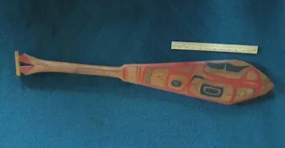 Wood Canoe OAR North Coast Native American Indian Carved ORCA WHALE - SIGNED • $299