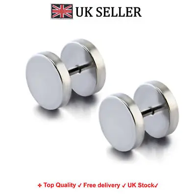 A Pair Top Quality Fake Silver Ear Stretcher Plugs Unisex Earrings 3 -12mm • £2.59