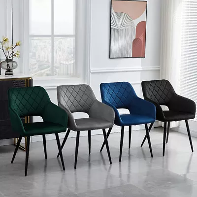 2 X Multicolor Velvet Dining Chairs Diamond Seat With Hole Kitchen Dining Room • £109.99