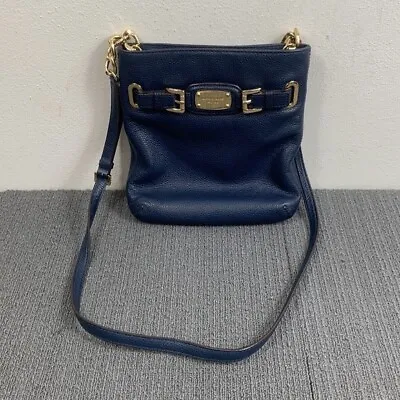 Michael Kors Hamilton Crossbody Bag Womens Small Navy Leather Purse 35F2GHMC3L • $44.24