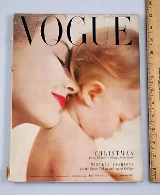 Vintage Vogue Magazine December 1950 Christmas Party Clothes Mid Year Fashion • $39.99