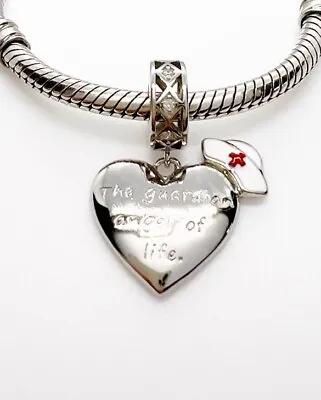 💖 Guardian Angel Of Life Dangle Charm Nurse Genuine 925 Sterling Silver 💖 • £17.95