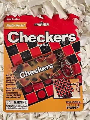 Vintage Magnetic Checkers Board Game Keychain Item # 593-0 Basic Fun 2000 NEW • $14.99