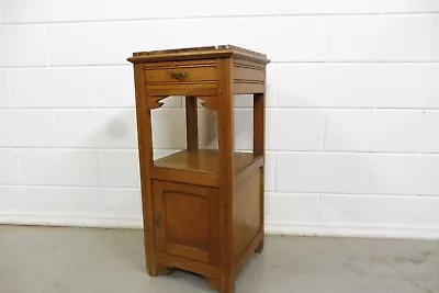 French Antique Wooden Bedside Cabinet Bedside Table Nightstand Marble Top 1920s • $495