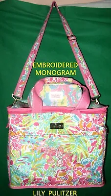 NEW Beach INSULATED Bag LILY PULITZER Picnic LOVERS CORAL Mga Monogram Cosmetic • $29.21