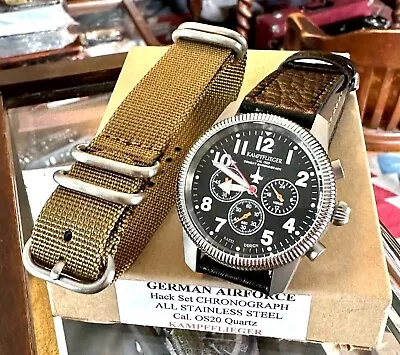 GERMAN AIR FORCE LUFTWAFFE CHRONOGRAPH - 24 HOUR REGISTER - Free U.S • $214.20