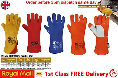 £7.99 • Buy Fire Resistant Leather Welding Gloves Welders Work Safety Gaunlets BBQ/TIG/MIG