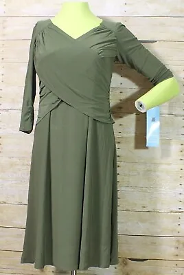 Ny Collection Green Dress XS B Slim New Poly Spandex Wrap Top Look • $8