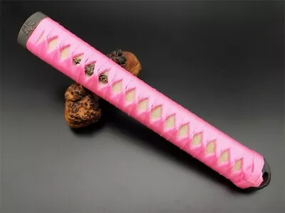 Japanese Sword Hilt Handle 26CM Tsuka Samurai Katana Handmade Pink White Menuki • $86