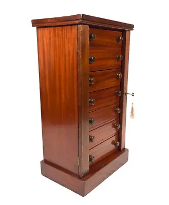 Antique Victorian Mahogany Tabletop Wellington Chest Of Drawers / Filing Cabinet • £559