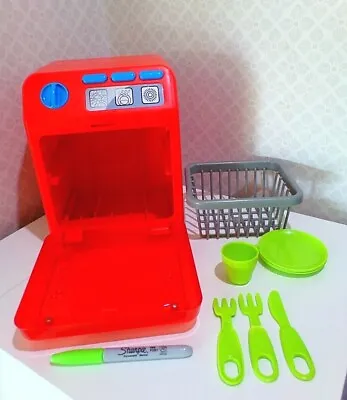 Red Kids DISHWASHER Kitchen Cleaning Toy With Light & Sound Pretend Chad Valley • £16