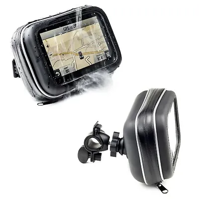 Motorcycle Handlebar Bike Mount Holder With Waterproof Case For 5'' GPS Sat Nav • $32.05