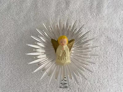 Adorable Vintage Plastic Burst Christmas Tree Topper Praying Angel Middle Light • $19.99