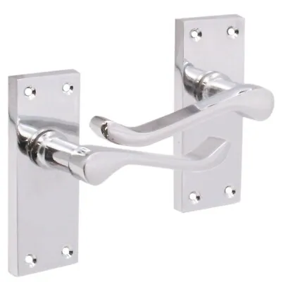 CHROME Internal Door Handles Victorian Scroll Pack Kit Lever Latch Lock Bathroom • £7.90