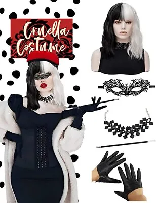 Cruella De Ville Fancy Dress Accessories Set Costume HALLOWEEN Carnival Cosplay • £14.38