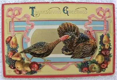 1911 Turkey Gobbler & Hen Thanksgiving Embossed Postcard Pc • $5.99