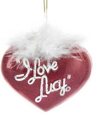 Kurt Adler (#LU4181) I Love Lucy Heart W/ Feather Boa Glass Ornament 5  • $14.22