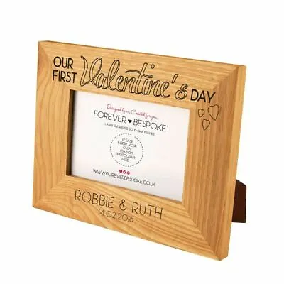 £24.99 • Buy Personalised Engraved Our First Valentine's Day Oak Frame, Romantic Couple Gifts