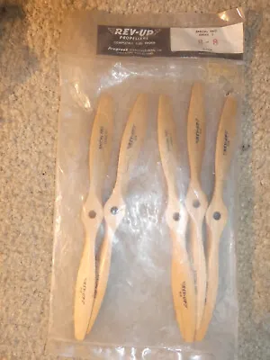 New Lot Of 5 Vintage RC Airplane Wood Rev Up Props Propellers 8-8 NOS • $24