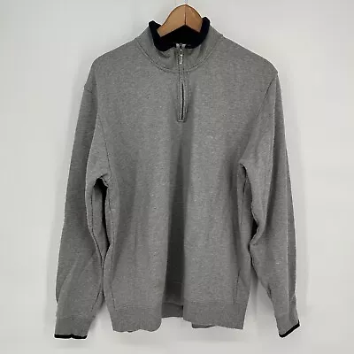 Brooks Brothers Sweater Mens Large Gray Quarter Zip Pullover Cotton • $16