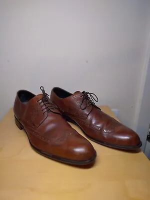 Mens Hugo Boss Oxblood Sz 11 Leather Soled Italian Made Brogue Shoes • £45