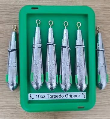 10oz X6 Torpedo Gripper Fishing Weights With Heavy Duty Wires  • £11.66