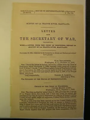 Government Report 1896 Survey Of La Trappe River MD Made By Chief Of Engineers  • $22