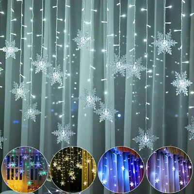 £8.99 • Buy Waterproof LED Snowflake Fairy String Light Curtain Window Christmas Party Decor