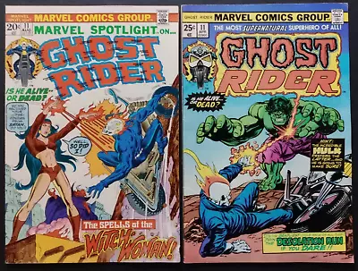 GHOST RIDER #11 & MARVEL SPOTLIGHT #11 * 2 BOOK LOT * #1 BATTLE Vs HULK * 73-75 • $14