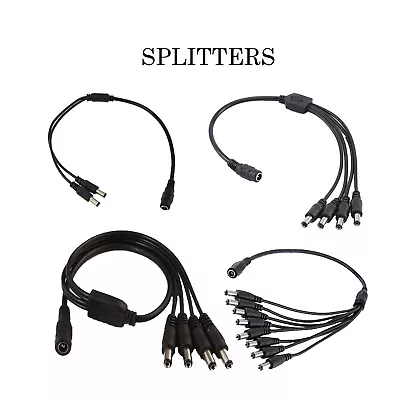 CCTV DC Power Splitter Cable For Camera 12V 2.1mm Female To 2/3/4/5/6/8 Way Male • £2.85