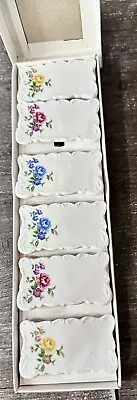 Set Of 6 Vintage Shafford Japan Porcelain Floral Roses Place Card Holders W/Box • $19.99
