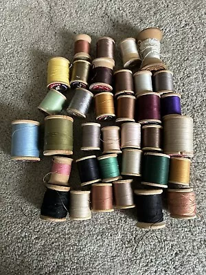 35 Wooden Spools Of Thread Vintage • $15