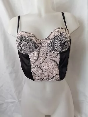 Gorgeous Black Pink URBAN OUTFITTERS Underwired Boned Corset Basque Top Size L  • £7.99