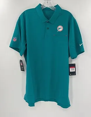Miami Dolphins Coaches Sideline Nike Aqua Dri Fit Polo Throwback Logo New W/tags • $74.99