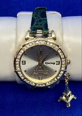 Kim Seng Ladies Watch Iced New Battery Eiffel Tower Paris France Genuine Leather • $6.90