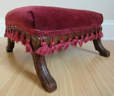 Small ANTIQUE Stool Upholstered Late 1800's Sewing HORSE HAIR STUFFED  • £113.88