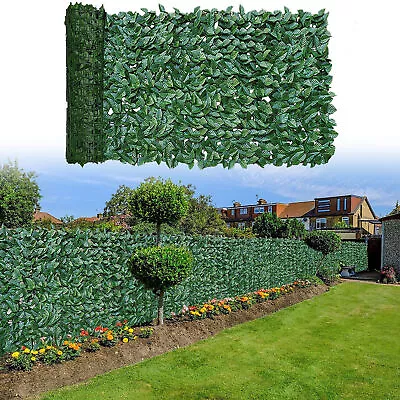 3M Roll Artificial Hedge Garden Fake Ivy Leaf Privacy Fence Screening Wall Panel • £16.98