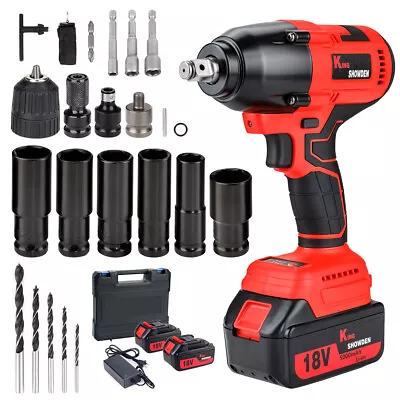 1500Nm Cordless Electric Impact Wrench 1/2''Gun High Power Driver Li-ion Battery • $96.99