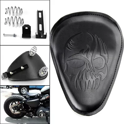 Motorcycle Skull Spring Solo Seat For Harley Sportster XL883 1200 Bobber Chopper • $34.73