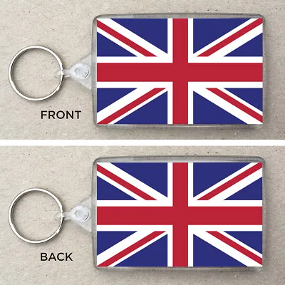 United Kingdon Union Jack Flag Large Keyring & Bag Tag Great Britain 2 Sided • £3.99