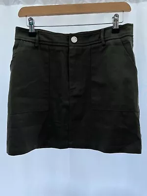 Khaki Denim Mini Skirt Zaful Size 8 L16 Cotton A Line Unlined Womens • $12.92