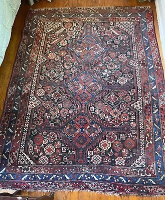 Antique Qashgai Gashgai Tribal Rug 82 X 62  Beautiful Geometric Hand Knotted • $700