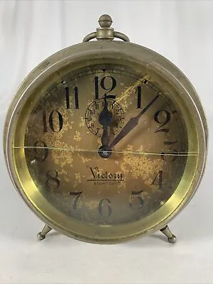 Vintage Metal Brass Victory Eight 8 Day Automatic Alarm Clock • $49.99