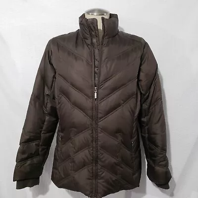 Eddie Bauer Premium Goose Down Puffer Brown Zip Coat Jacket M • $30.59