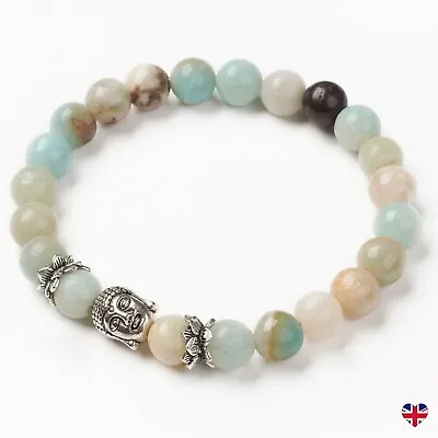 £4.89 • Buy Amazonite Bracelet Crystal Gemstone Bead Chakra Buddha Stone Anxiety Healing UK