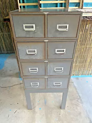 Vintage Cole Steel Industrial Steel Metal Gray Stacking Work File Card Cabinet • $400