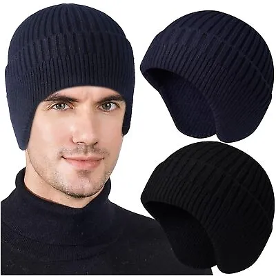 Ear Flaps Knit Hat Winter Warm Cuff Beanie Skull Cap Outdoor Ski Men Women USA • $8.45